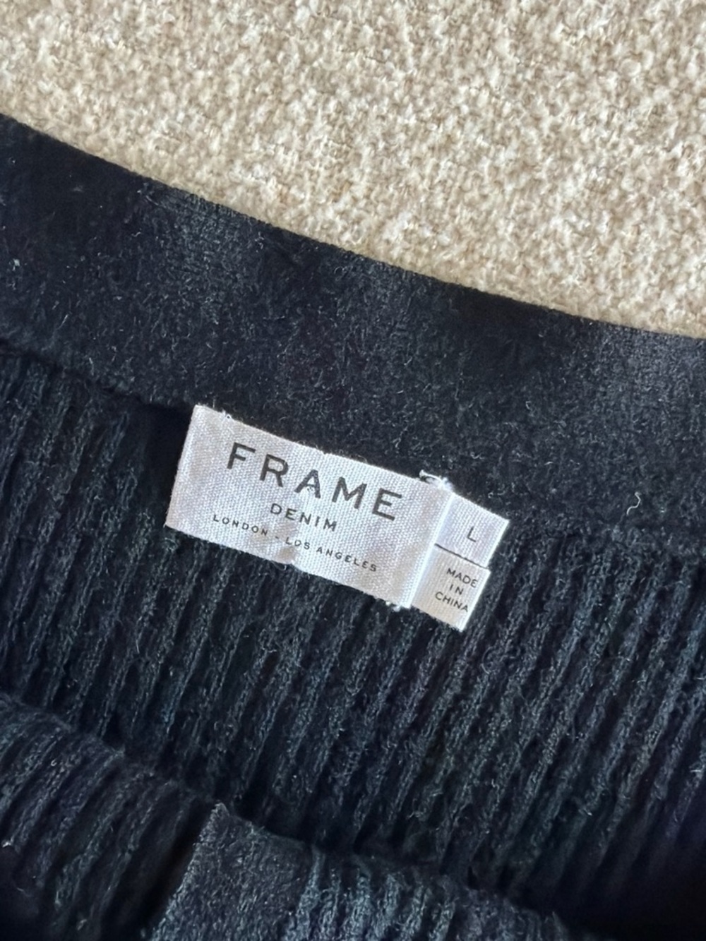 Frame Black Off-Shoulder Ribbed Button-Front Sweater - Picture 2 of 2